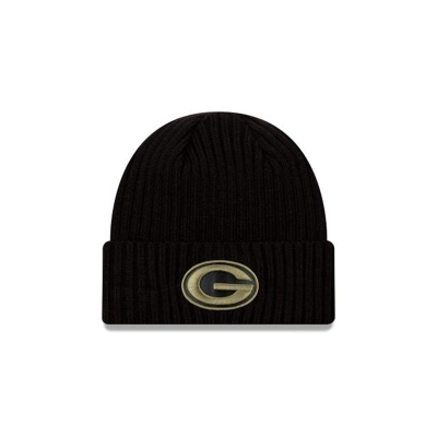 Sapca New Era Green Bay Packers NFL Salute To Service Cuff Knit Beanie - Negrii